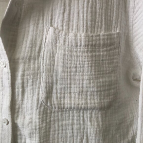 ANNE KLEIN JEANS WHITE BUTTON DOWN CRINKLE GAUZE SHIRT 100% COTTON M NWOT - Picture 9 of 11